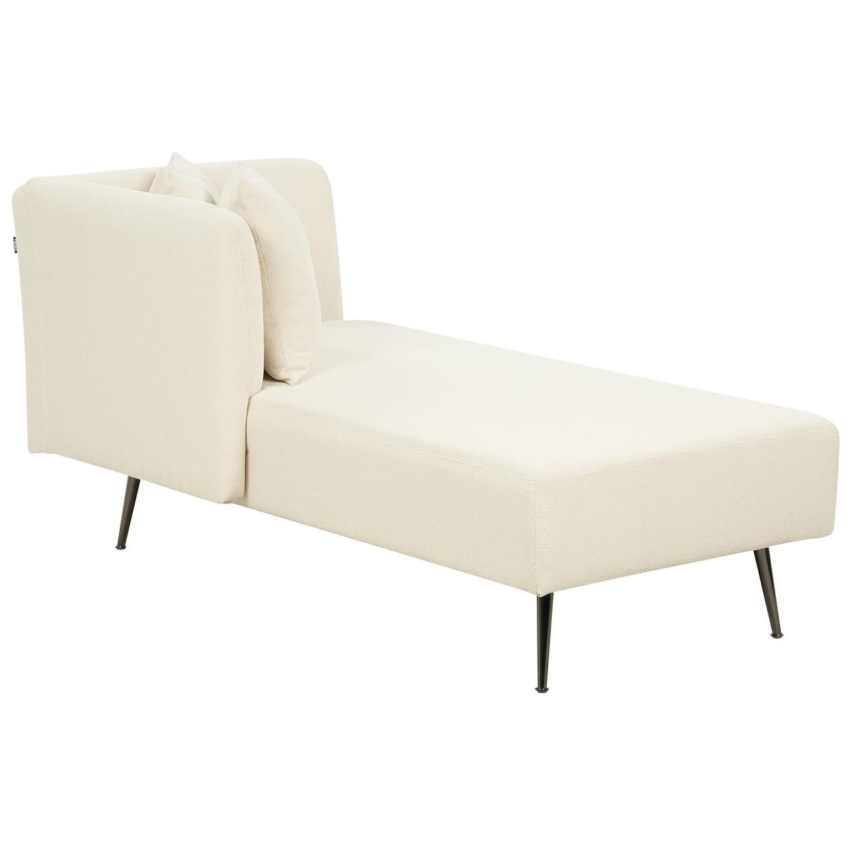 CHAISELONGUE Bouclé cremeweiß rechtsseitig Riom - Schwarz/Weiß, Textil (156/75/77cm) - Beliani