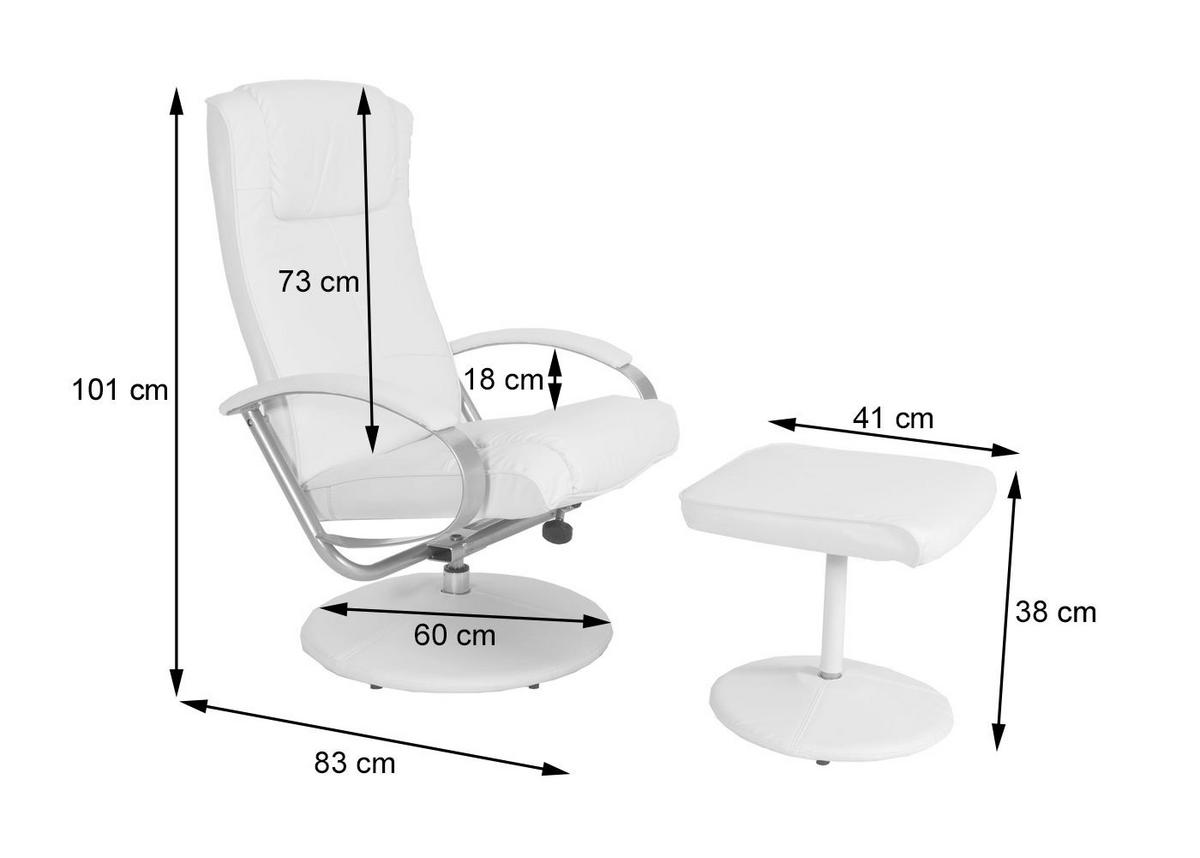 RELAXSESSEL MIT HOCKER Cremeweiß - Weiß, Textil (68/101/83cm) - MCW