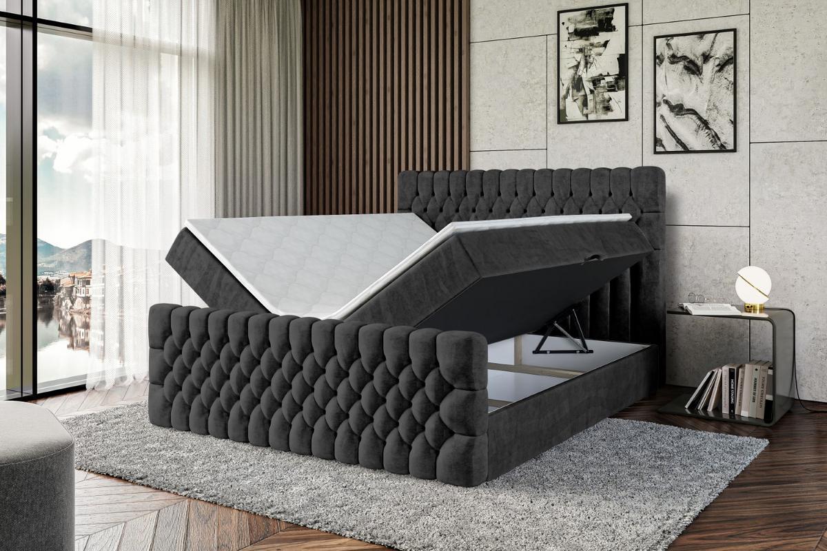 BOXBETT SERENE-Z - 180 x 200 - H4 - Schwarz - Schwarz, Holzwerkstoff (180/200cm) - ALTDECOR