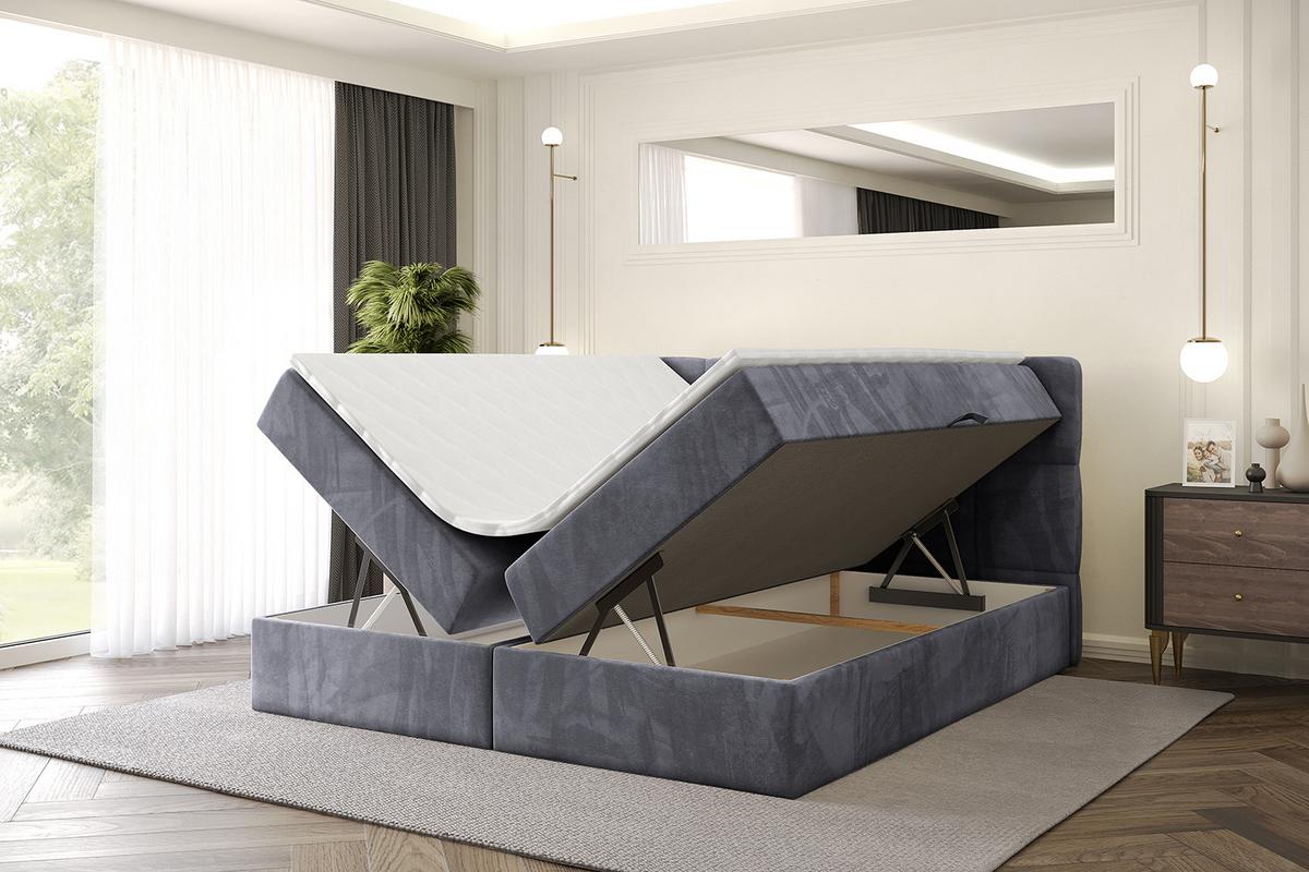 BOXBETT mit Matratze H4 und Lattenrost - LIRO - 200x200 - Dunkelgrau Casablanca - Dunkelgrau, Holzwerkstoff/Kunststoff (200/200cm) - ALTDECOR