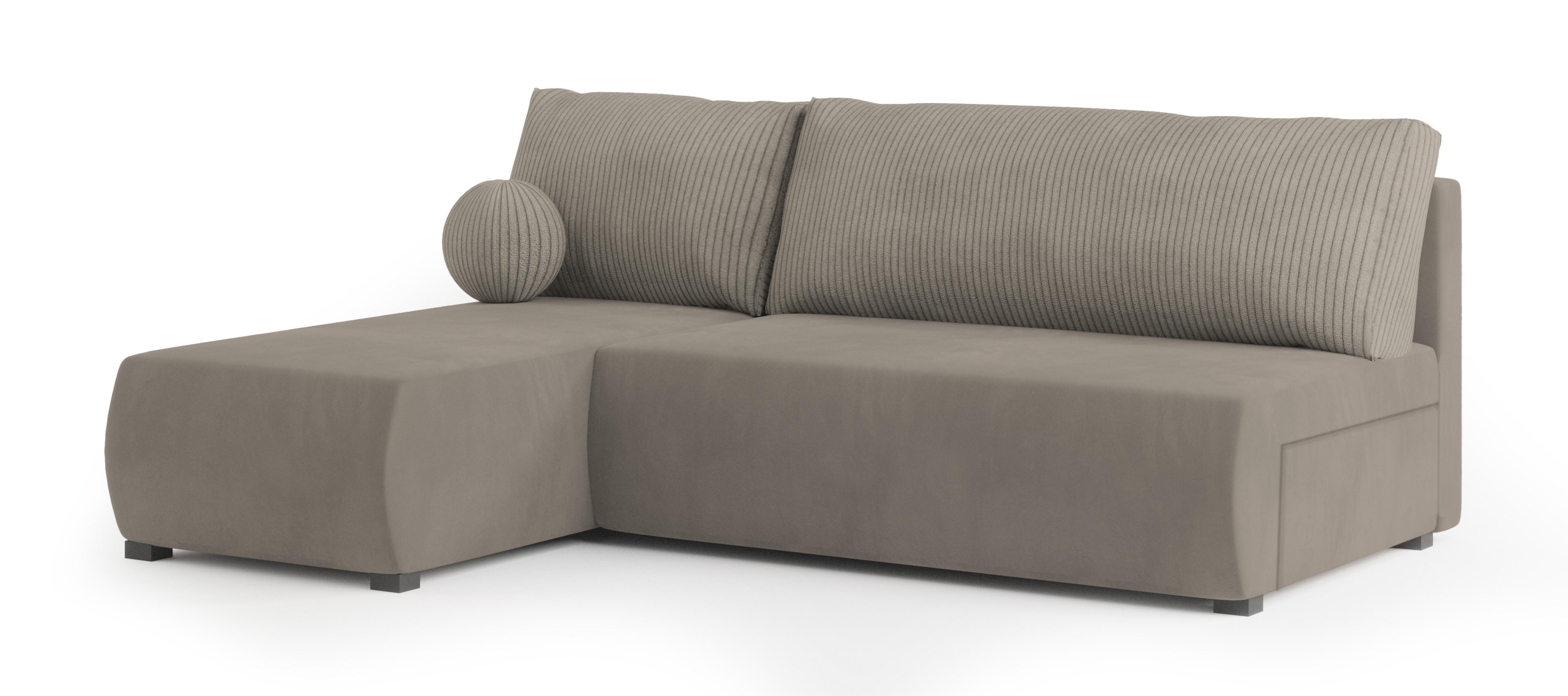 ECKSOFA PARVELO Beige Plüsch-Stoff mit Schlaffunktion - Beige, Holz (200/143cm) - MASSENO