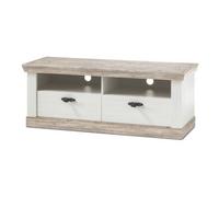 TV-LOWBOARD Pinie weiß, Oslo Pinie Landhaus, TV-Unterteil, 134 x 51 cm - Anthrazit/Weiß, Holzwerkstoff/Metall (134/51/44cm) - Furn.Design
