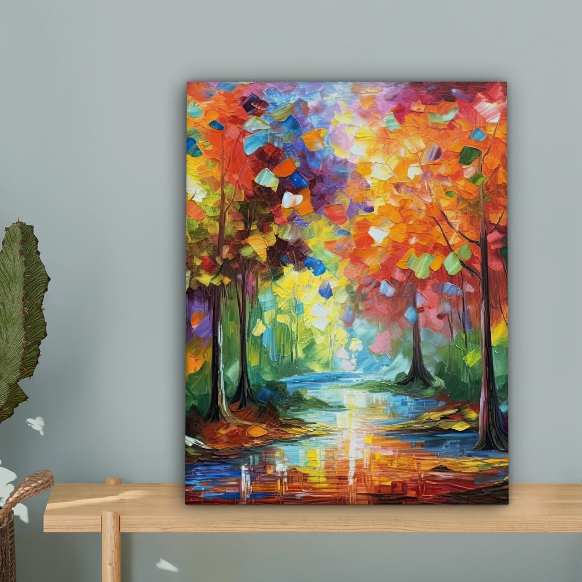 LEINWANDBILD Landschaft - Wald - Farben - Natur Room Decor 30x40 cm - Multicolor, Textil (30/40cm) - MuchoWow