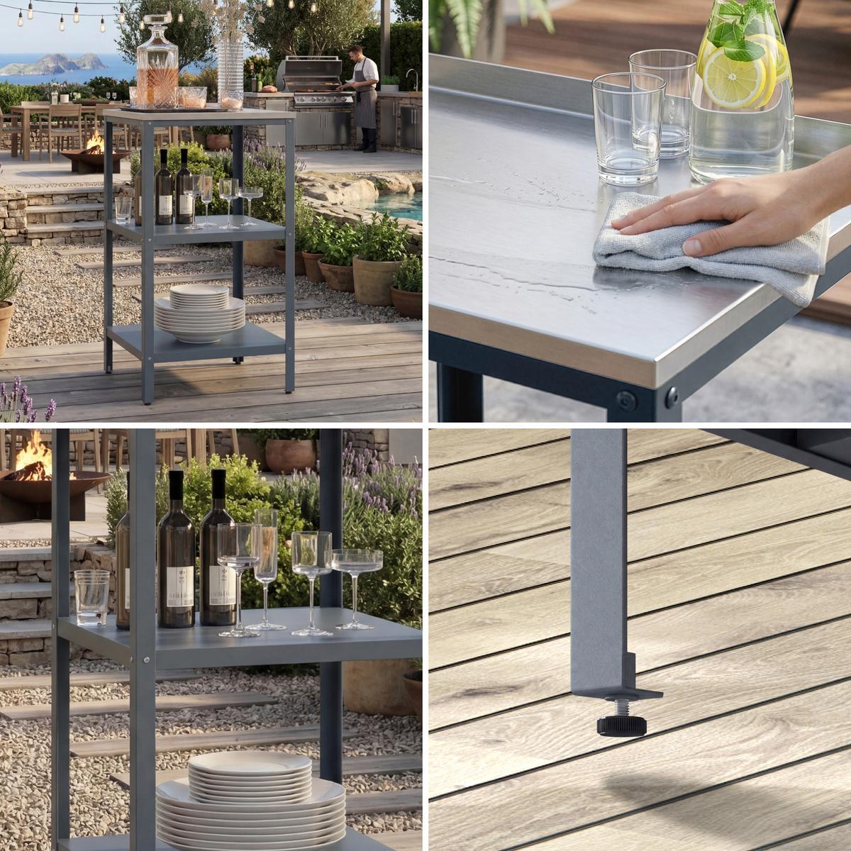 GARTENREGAL Bolognano - Dunkelgrau, Metall (50/92/50cm) - casa.pro