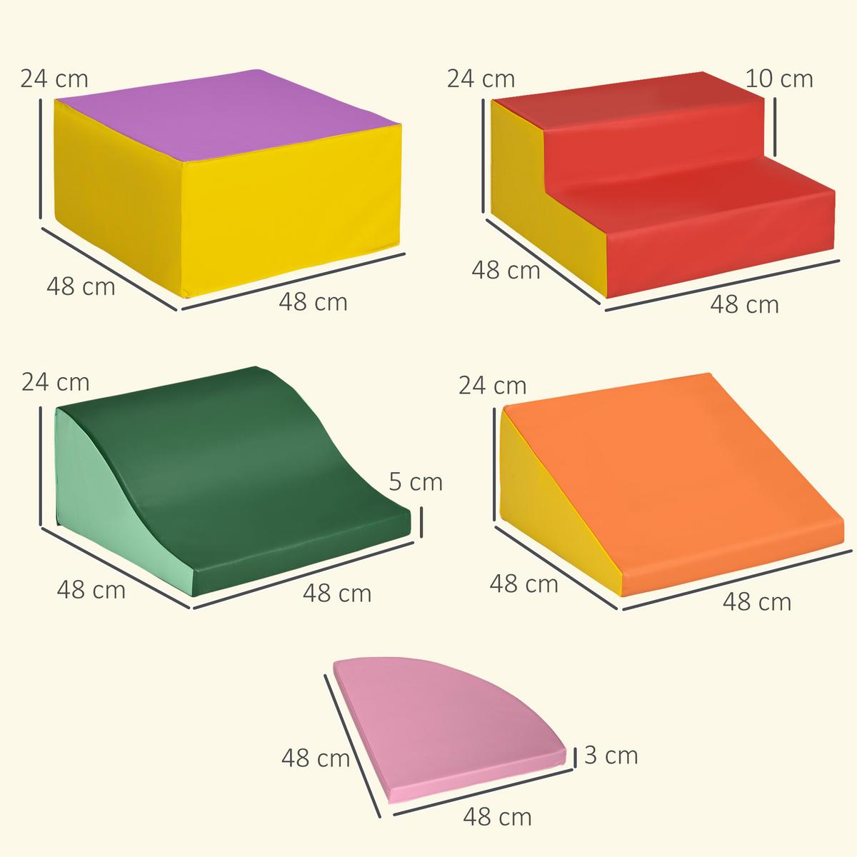 SCHAUMSTOFF-BAUSTEINE 6er Set PU EPE Mehrfarbig - Multicolor, Kunststoff (100/150cm) - HOMCOM
