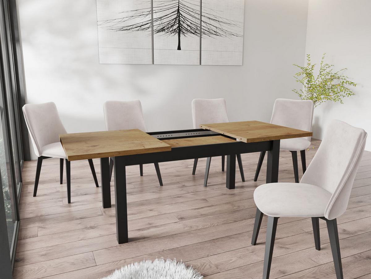 ESSTISCH Davidof rechteckig ausziehbar, Lancelot Eiche 160-240/90/76 cm - Eichefarben/Schwarz, Holz/Holzwerkstoff (90/240/76cm) - WFL GROUP