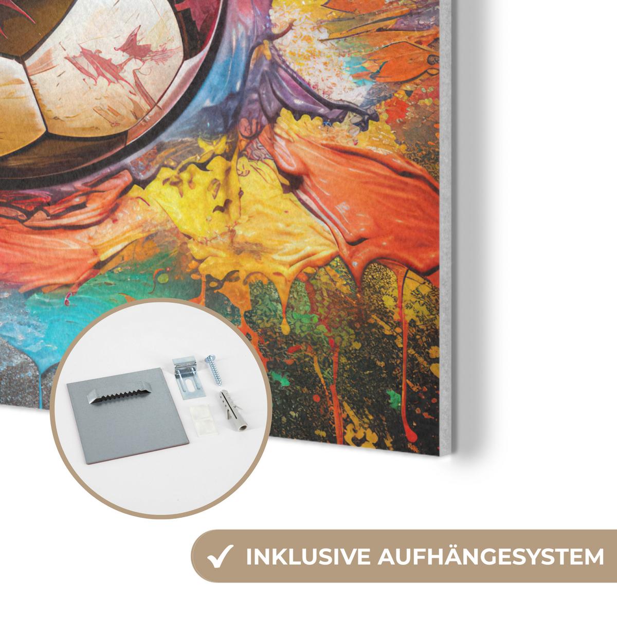 AKUSTIKBILD Fußball - Farbe - Farben - Schwarz - Weiß Akustikpaneele 80x80 cm - Weiß, Kunststoff (80/80/0.9cm) - MuchoWow