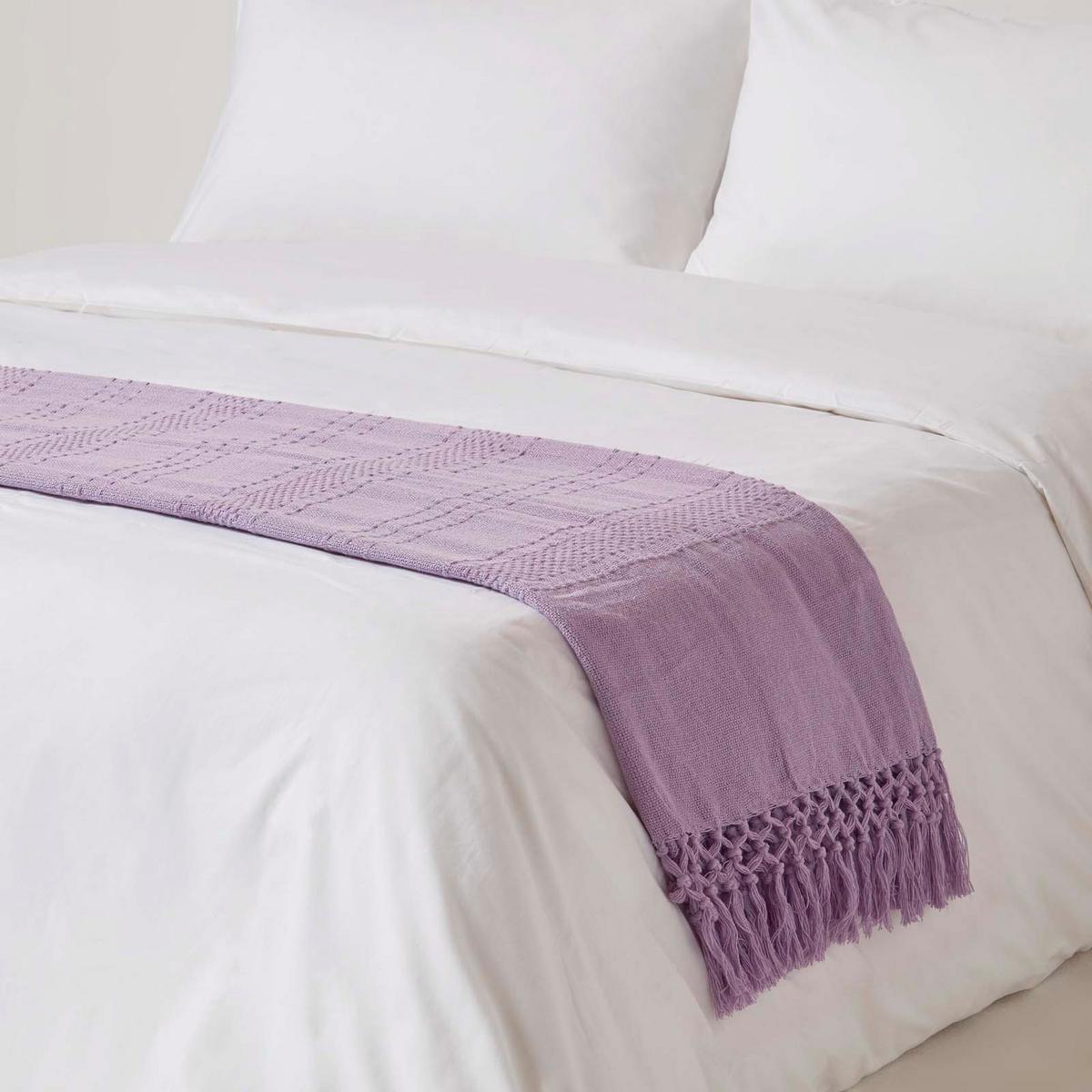 TAGESDECKE Kashi 255/360 cm, Baumwolle mit Fransen - Flieder, Textil (255/360cm) - Homescapes