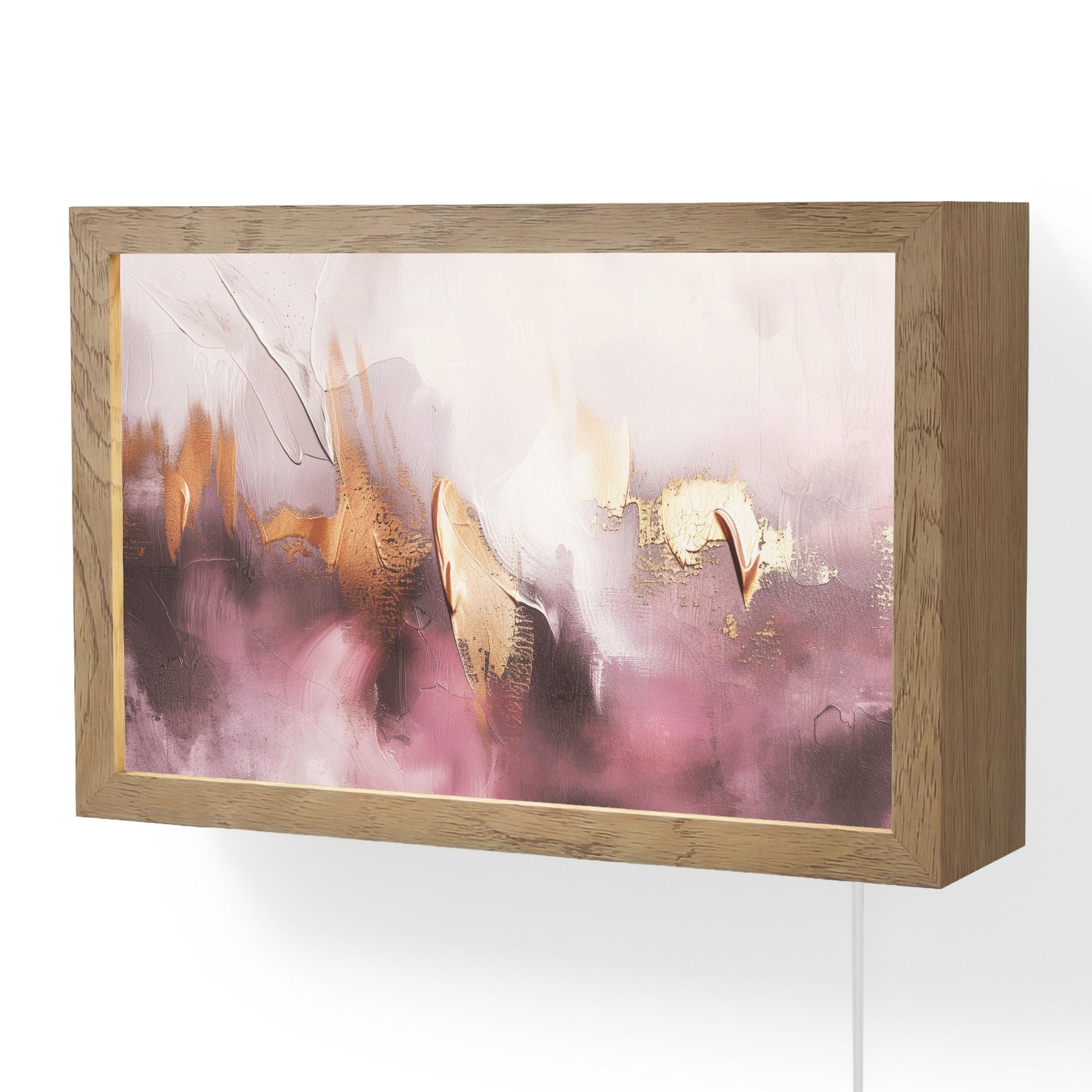 WANDLEUCHTE Lila - Abstrakt - Farbe - Gold 30x20 cm - Mauve, Holzwerkstoff (30/20/8cm) - OnlyWow