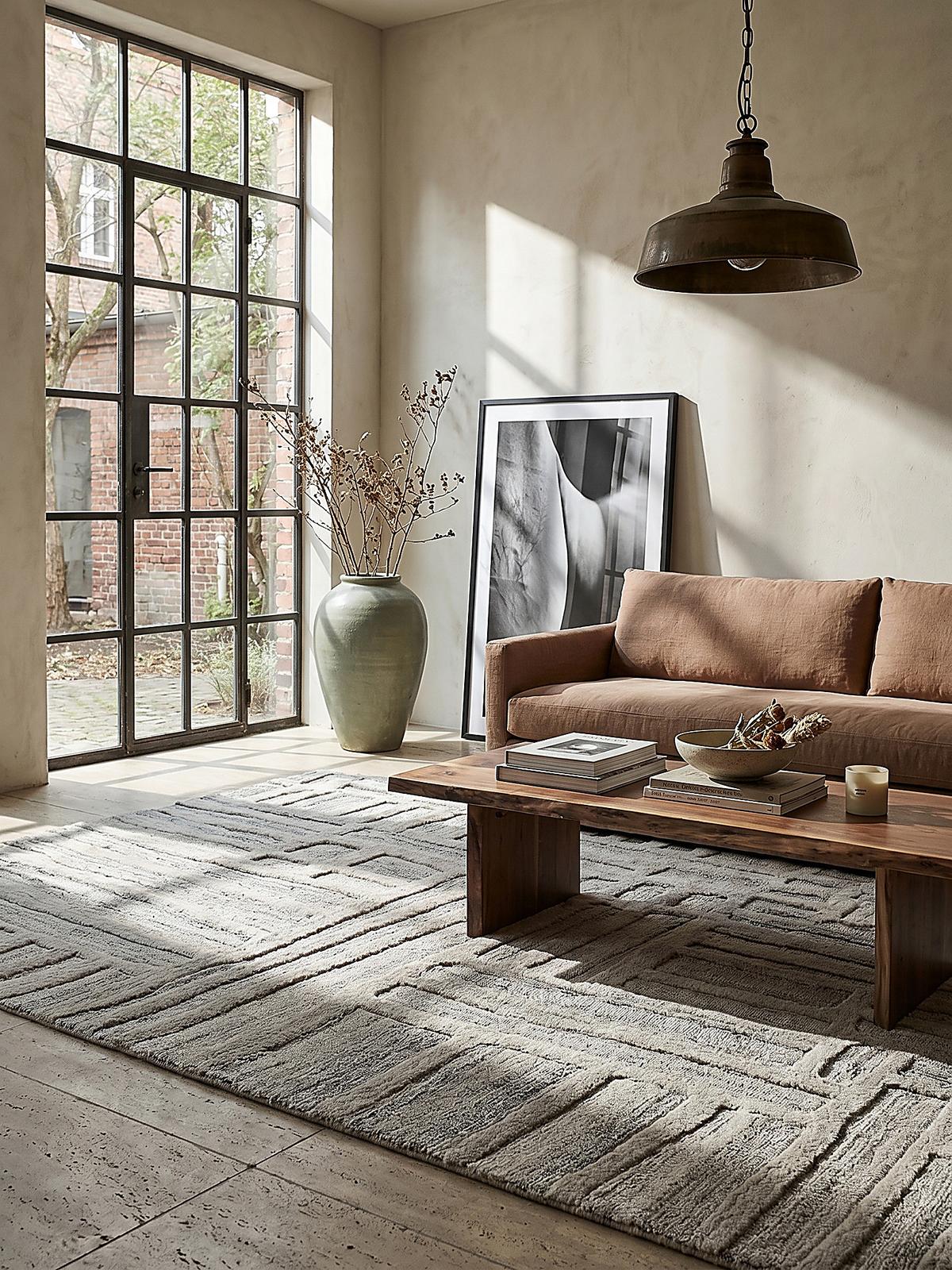 TEPPICH aus Wolle EDALE in Natur, abstrakt, Florhöhe 6 mm, 160 x 230 cm - Beige, Textil (160/230cm) - KADIMA DESIGN