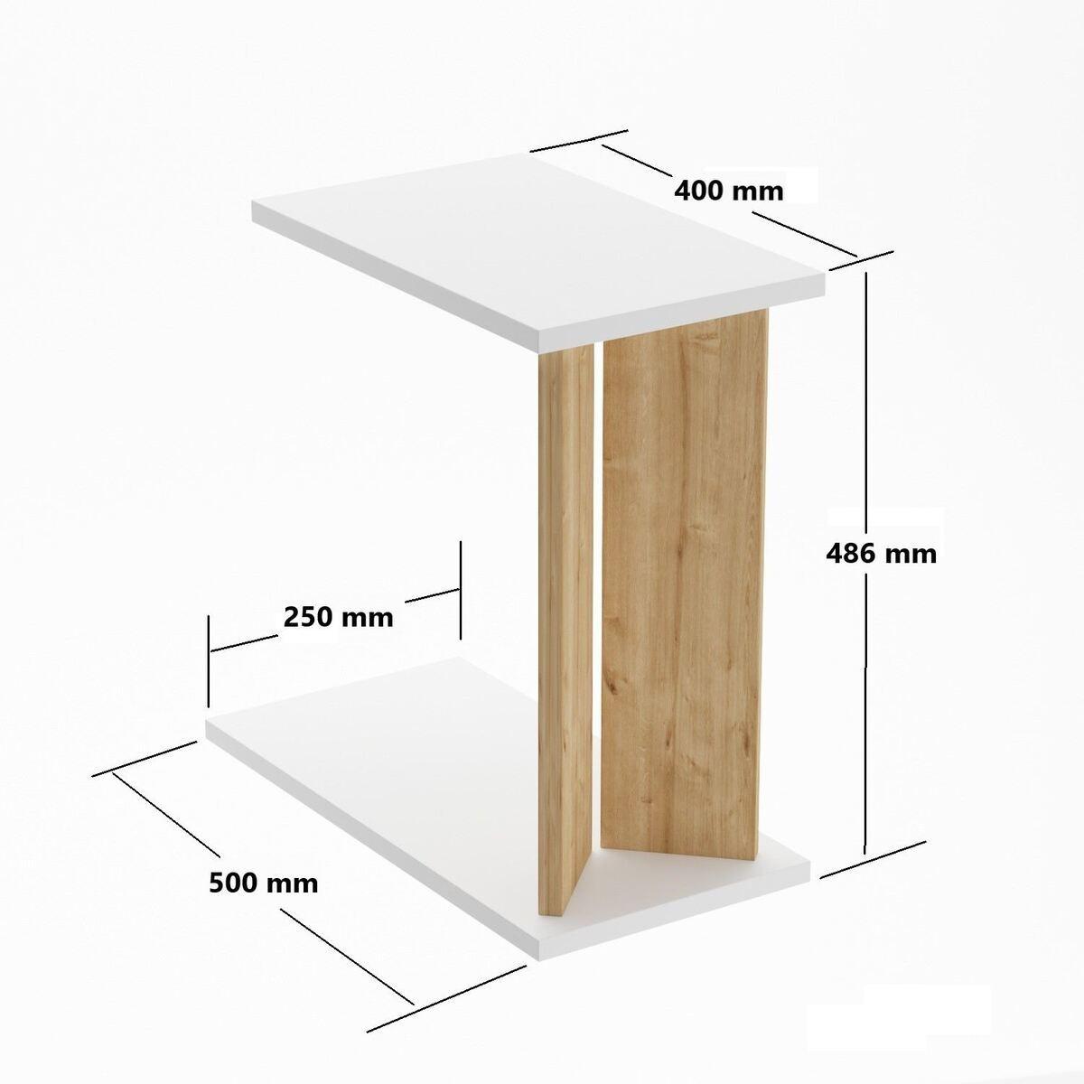 BEISTELLTISCH mit Ablage 50/25/48,6 cm - Beige, Holzwerkstoff (25/50/48.6cm) - Calicosy