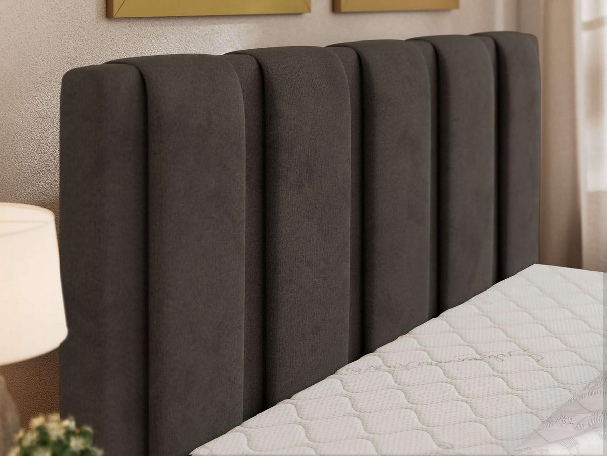 POLSTERBETT SAVINO CLASSIC 140/200 - Dunkelgrau Velvet - Pocket-Matratze - Dunkelgrau/Schwarz, Kunststoff/Textil (140/200cm) - MKS