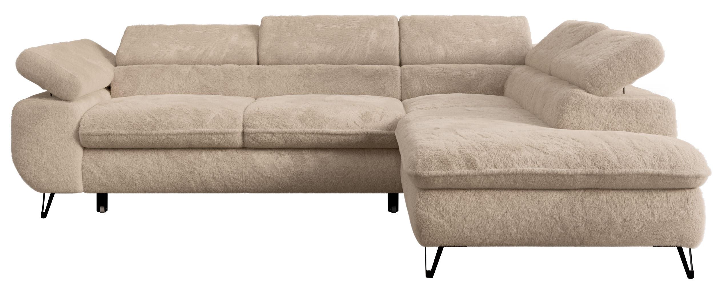 ECKSOFA PETER L Beige Plüsch - Rechts Seite - Sandfarben/Beige, Textil/Metall (273/208cm) - MKS