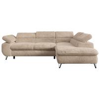 ECKSOFA PETER L Beige Plüsch - Rechts Seite - Sandfarben/Beige, Textil/Metall (273/208cm) - MKS