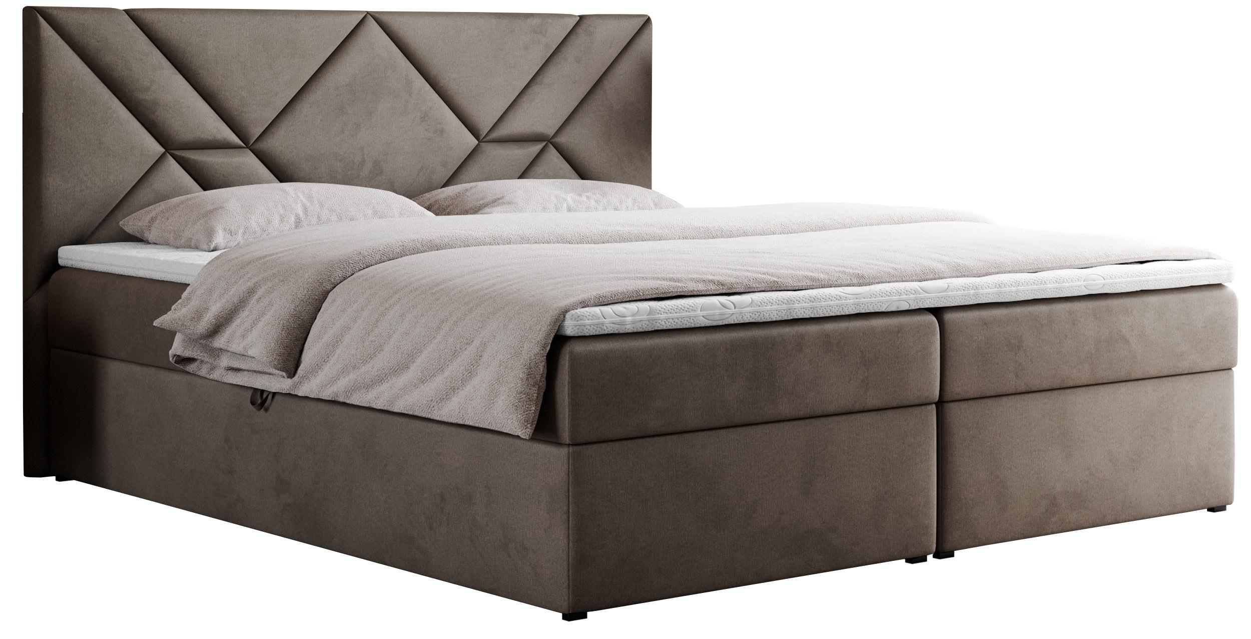 BOXBETT NEOMI 140/200 - Braun Velvet - H4 - Visco - Braun, Holz/Textil (140/200cm)