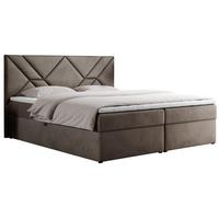 BOXBETT NEOMI 180/200 - Braun Velvet - H3 - Visco - Braun, Holz/Textil (180/200cm)
