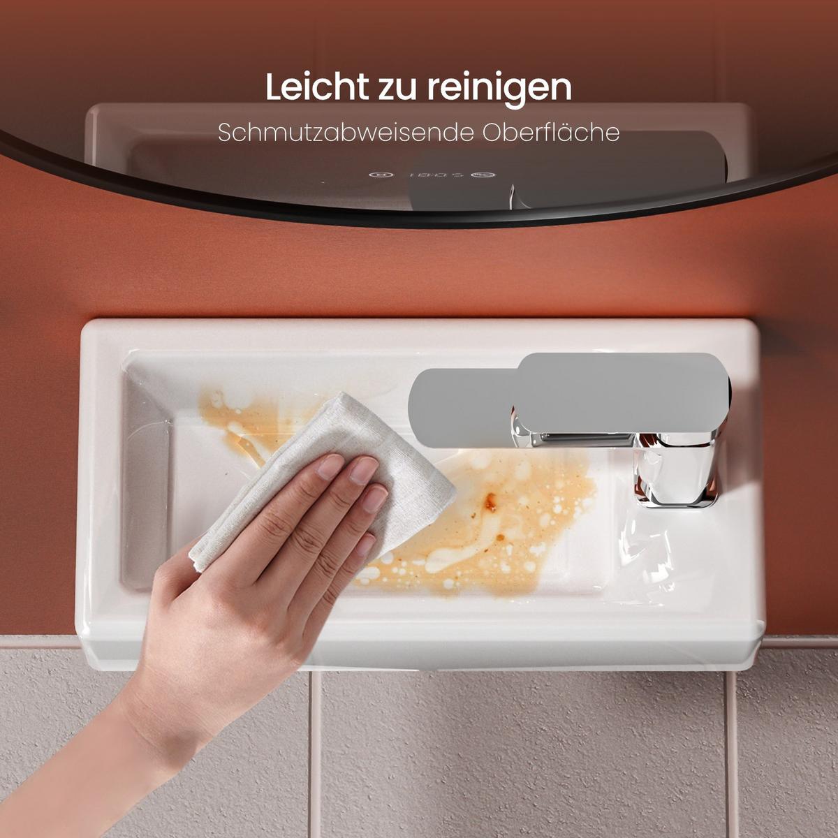 HANDWASCHBECKEN mit Hahnloch rechts Glänzend Weiß 37 / 17,8 / 9,5 cm - Weiß Hochglanz, Keramik (37/9.5/17.8cm) - EMKE