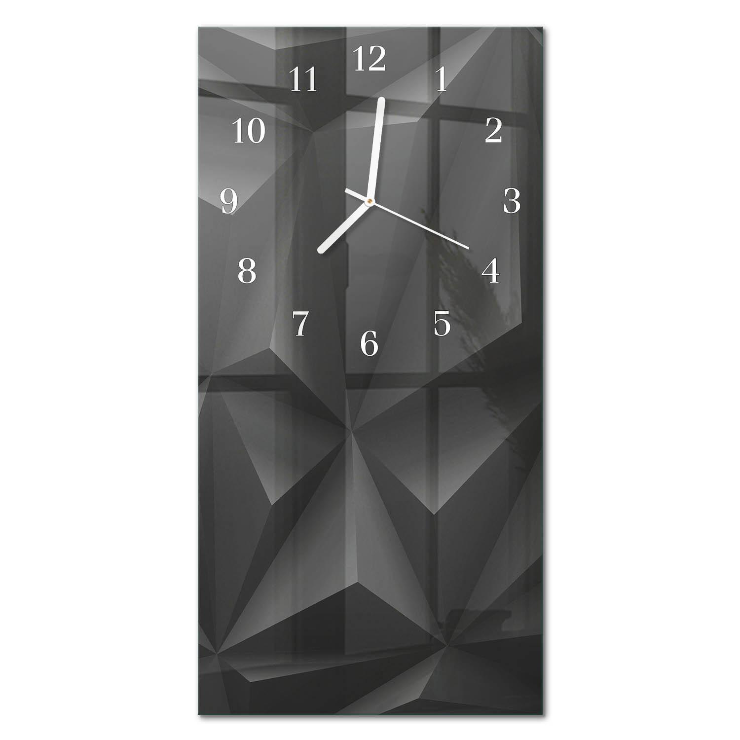 WANDUHR aus Glas 30x60 cm - Muster - Schwarz, Glas (30/60/0.4cm) - TULUP