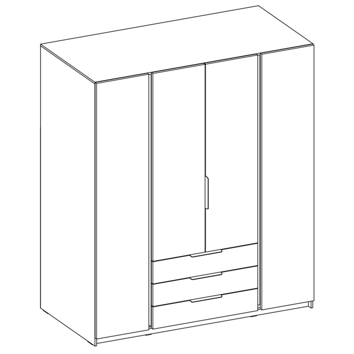 KLEIDERSCHRANK Nehir Schwarz 200 cm - 4T3S Modern mit Schubladen - Schwarz, Holzwerkstoff/Kunststoff (200/239/61.9cm) - AX Living