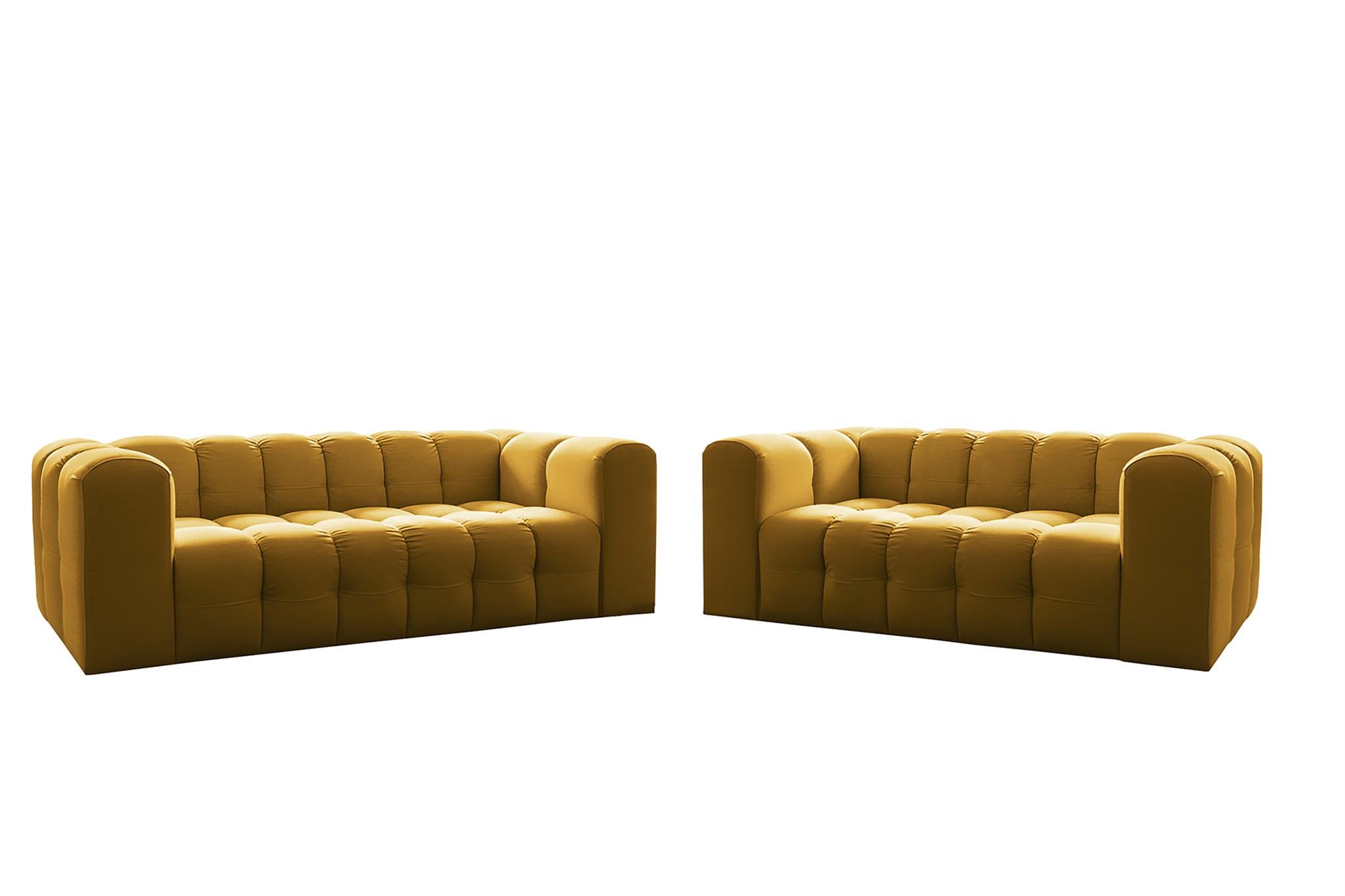 SOFASET Solvie 3-4 In Tiffani - Gelb, Holzwerkstoff/Textil (250/75/106cm) - Fun Möbel