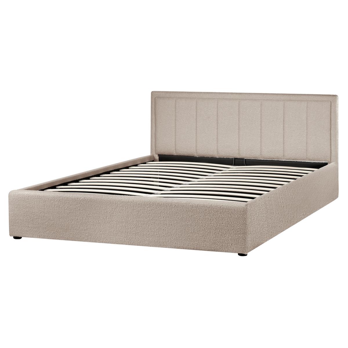 BETT mit Stauraum 160/200 cm Bouclé Taupe Montlaur - Taupe, Textil (160/200cm) - Beliani