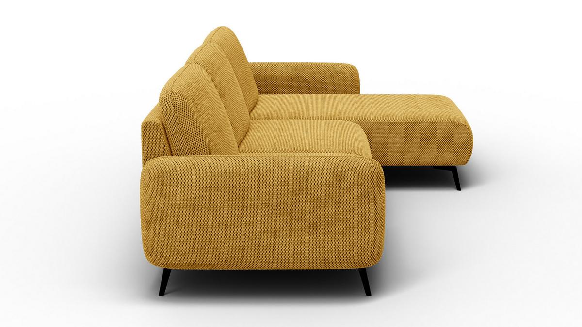 ECKSOFA FEBE 4-Sitzer rechts, dunkelgelb - Gelb/Schwarz, Holz/Textil (264/157cm) - Wozimo