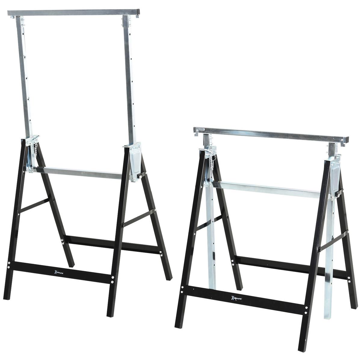 SÄGEBOCK, Arbeitsbock, Metall, Schwarz - Schwarz, Metall (68/56/80cm) - DURHAND