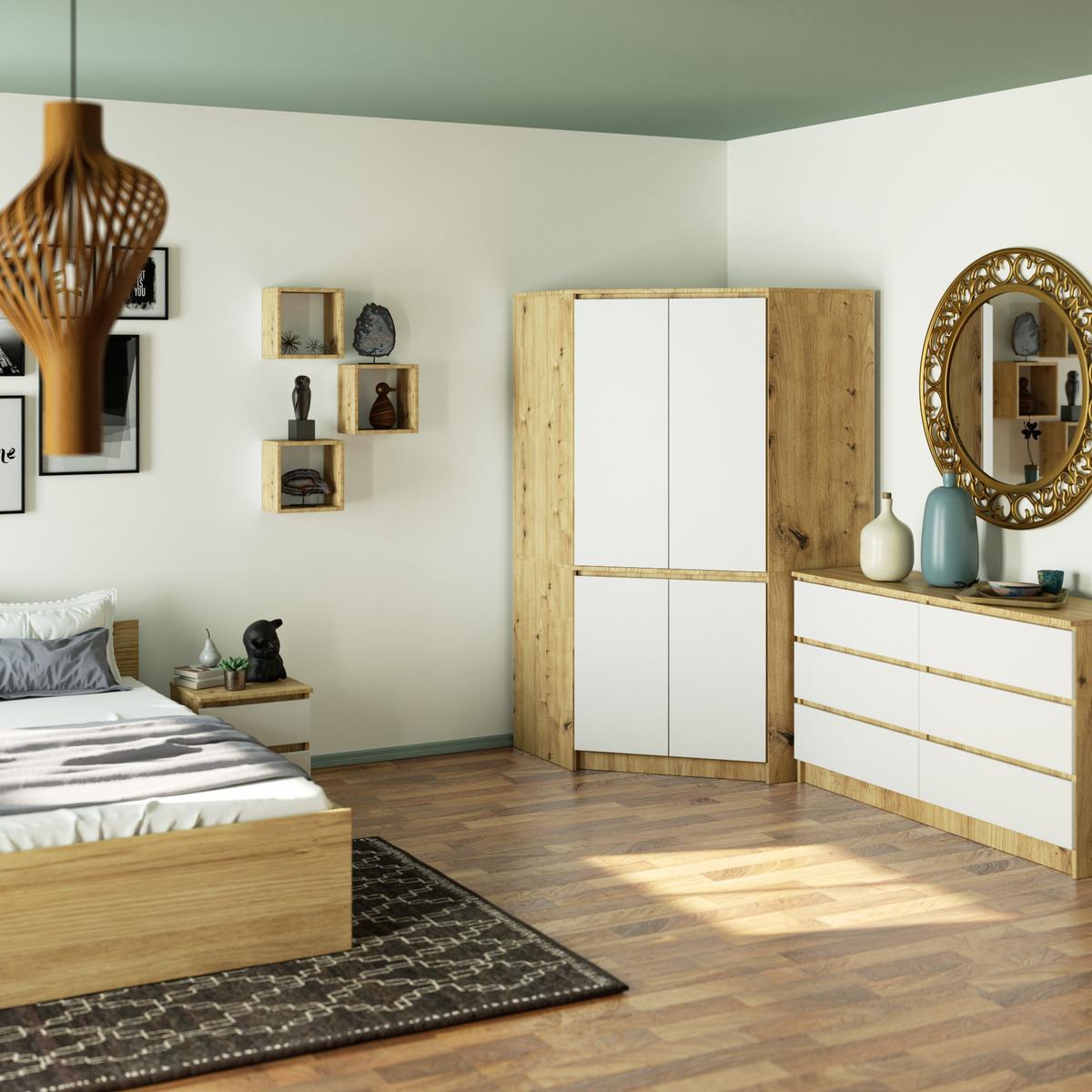 KLEIDERSCHRANK Eiche Artisan, Weiß 180/100/50 - Eiche Artisan/Weiß, Holzwerkstoff (100/180/50cm) - RAUMHIRSCH FURNITURE