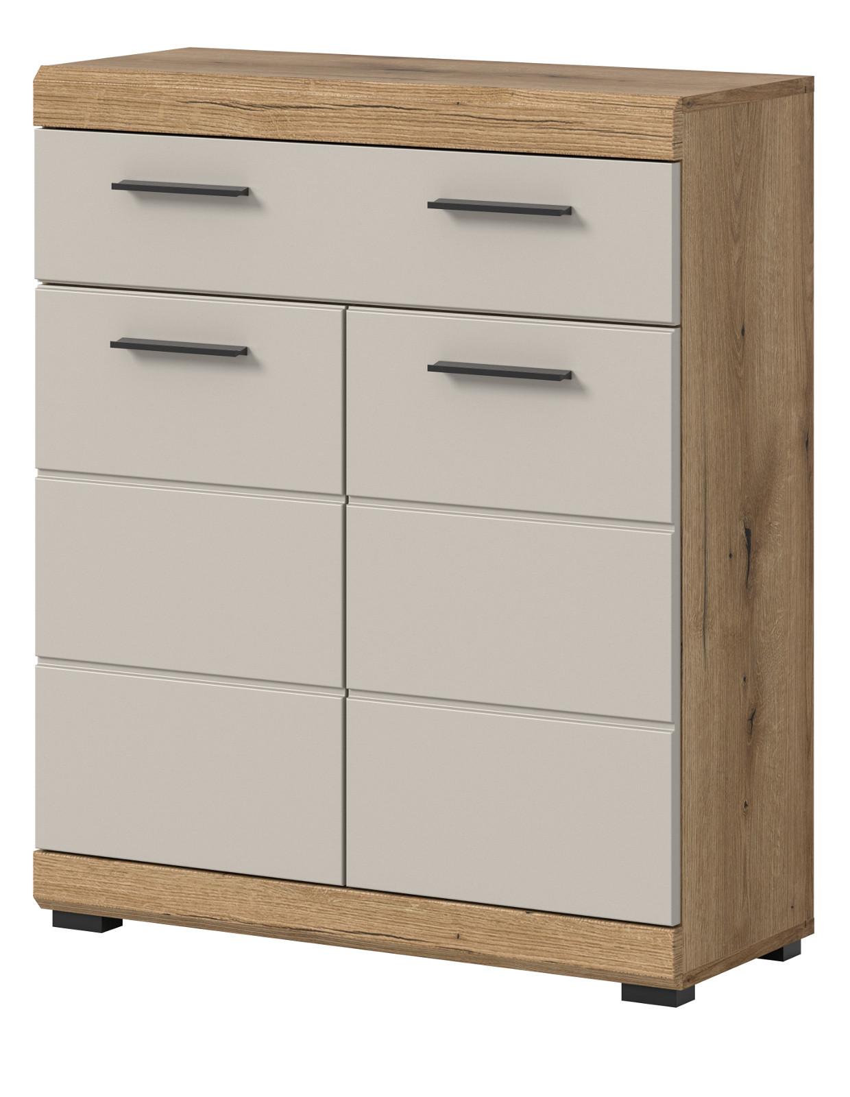 BADKOMMODE Sand Kashmir, Eiche, Badschrank 74 x 88 cm 2-türig mit Vollauszug - Kaschmir/Eichefarben, Holzwerkstoff/Kunststoff (74/88/31cm) - Inn.Furn