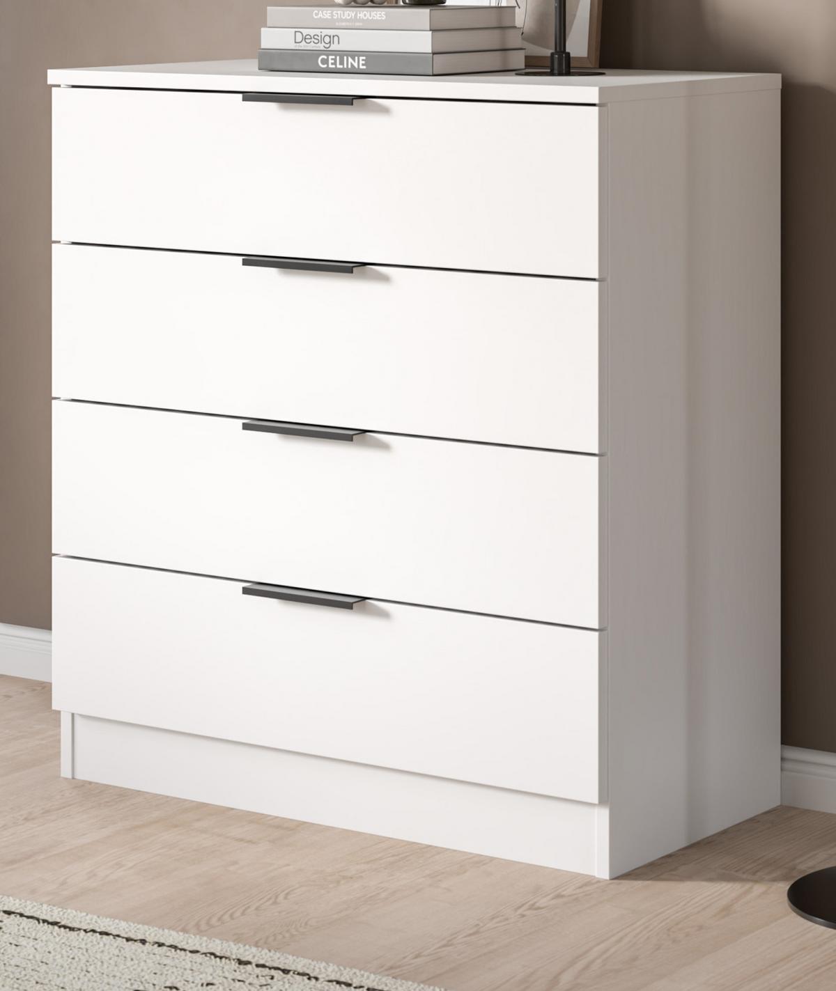 KOMMODE weiß 74 x 80 cm, Schubladenkommode mit 4 Schubkästen - Weiß, Holzwerkstoff/Metall (74/80/35cm) - Inn.Furn