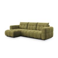 ECKSOFA CLOUDI 4-Sitzer links, olivgrün - Schwarz/Olivgrün, Holz/Textil (294/160cm) - Wozimo