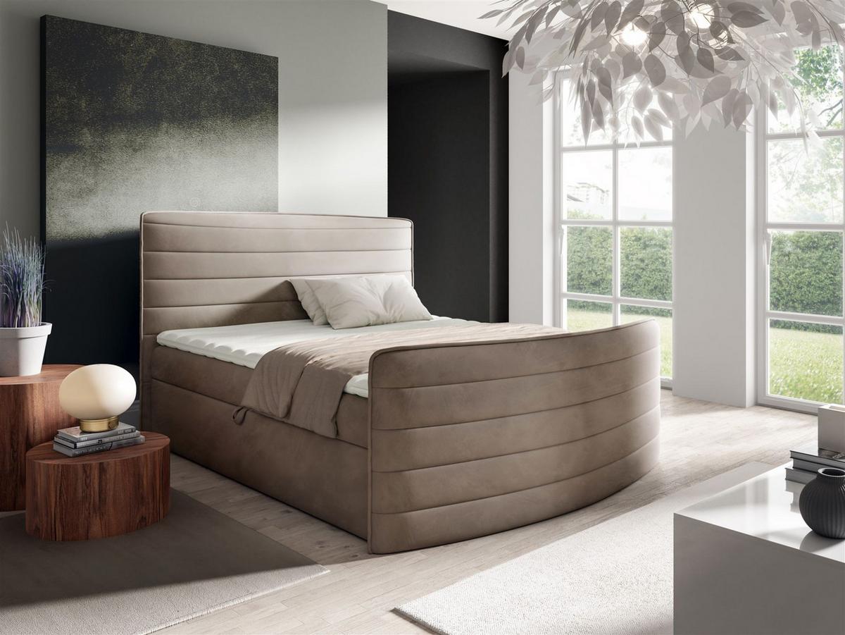 BOXBETT Ambra In Elisa Velvet - Braun, Holzwerkstoff/Textil (120/200cm) - Fun Möbel