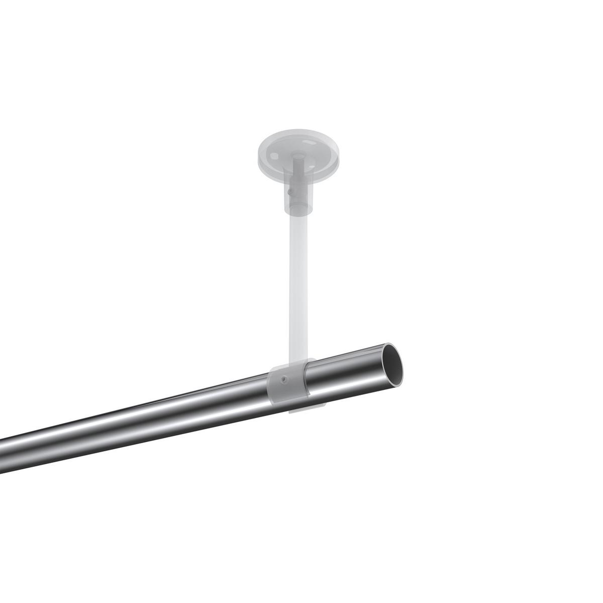 GARDINENSTANGE Sonette Verano 200 cm, 1-läufig, 20 mm Ø Chrom - Chromfarben/Weiß, Metall (200cm) - INTERDECO