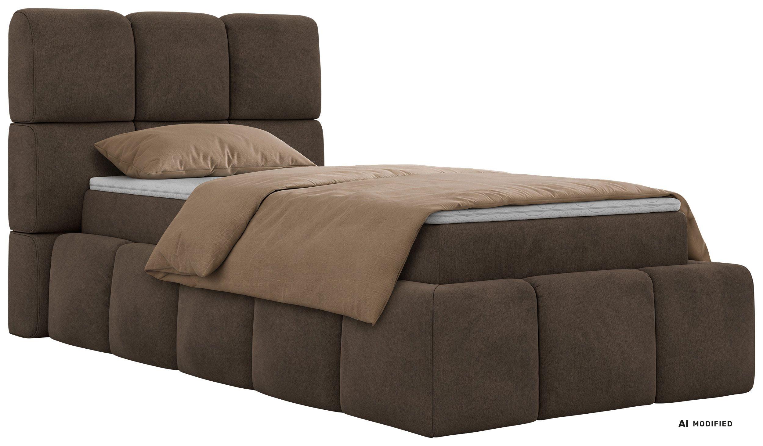 BOXBETT NIRA 90/200 - Braun Velvet - Topper T25 - H3 - Schwarz/Braun, Kunststoff/Textil (90/200cm) - MKS