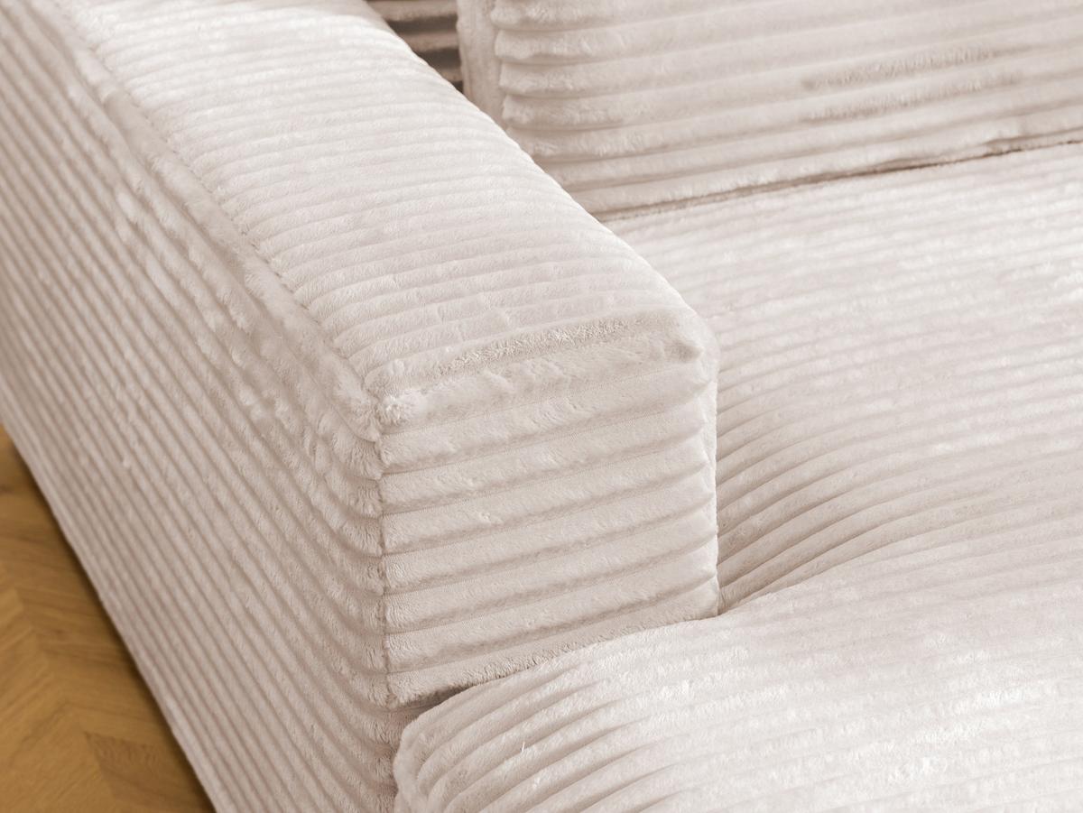 ECKSOFA Wolke mit tiefer Sitzfläche, Schlaffunktion und praktischem Bettkasten aus weichem Hellbeige Cordstoff - Beige/Schwarz, Holz/Kunststoff (162/225cm) - S-Style