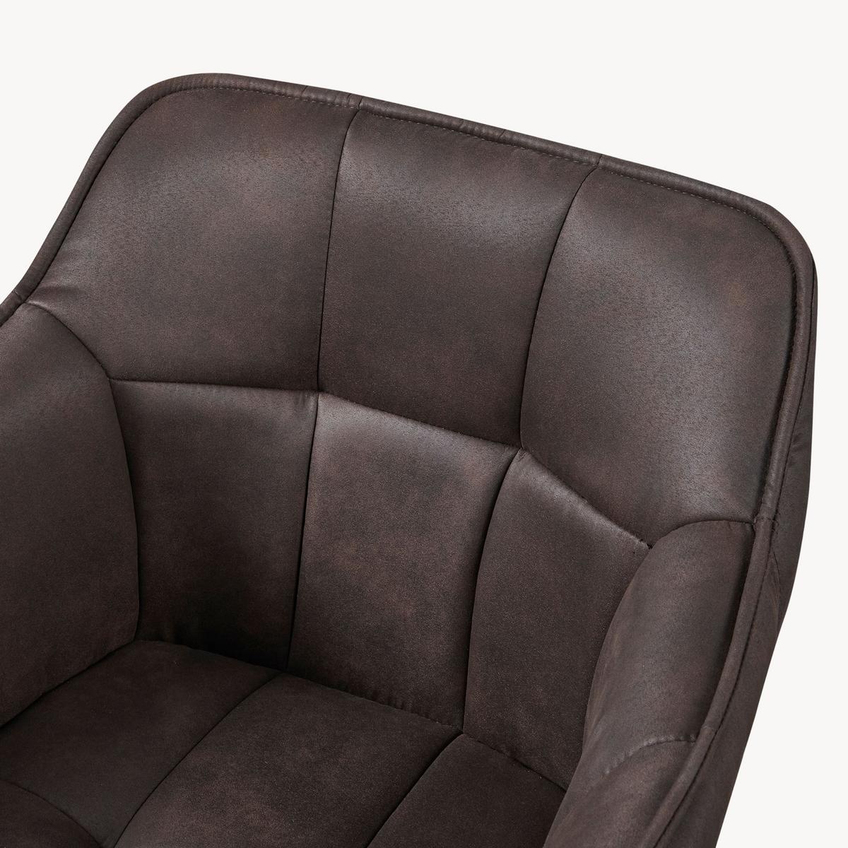 ARMLEHNSTUHL Birmingham - Dunkelbraun/Schwarz, Textil/Metall (60/82/59cm) - [en.casa]
