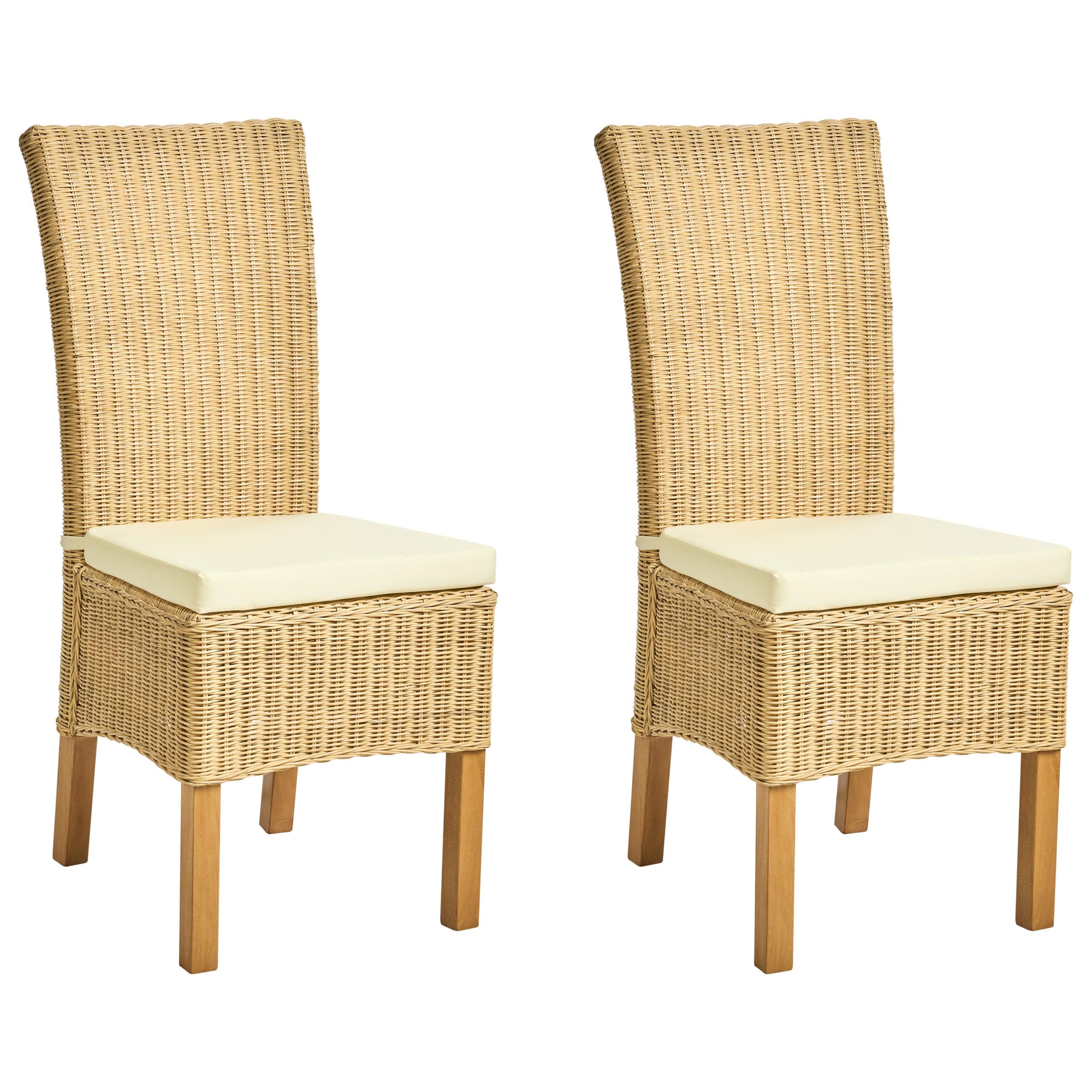 ESSZIMMERSTUHL 2er-Set Naturfarben Andes - Beige/Naturfarben, Naturmaterialien (43/105/50cm) - Beliani