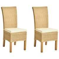 ESSZIMMERSTUHL 2er-Set Naturfarben Andes - Beige/Naturfarben, Naturmaterialien (43/105/50cm) - Beliani