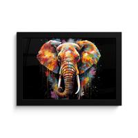 POSTER MIT RAHMENGERAHMTES BILD Elefant - Graffiti - Schwarz - Tiere - Farben 30x20 cm - Schwarz, Papier (30/20cm) - MuchoWow