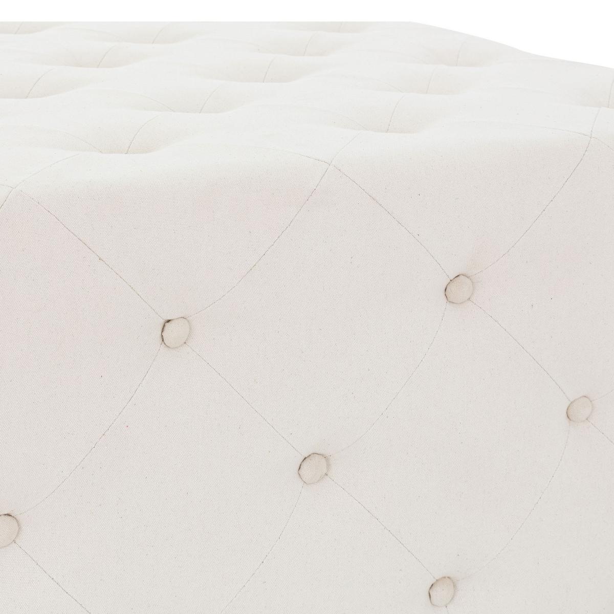 SITZPOUF Creme 90x90x45 cm quadratisch aus Leinen mit Metallfüße - Creme, Holz (90/45/90cm) - WOMO-DESIGN