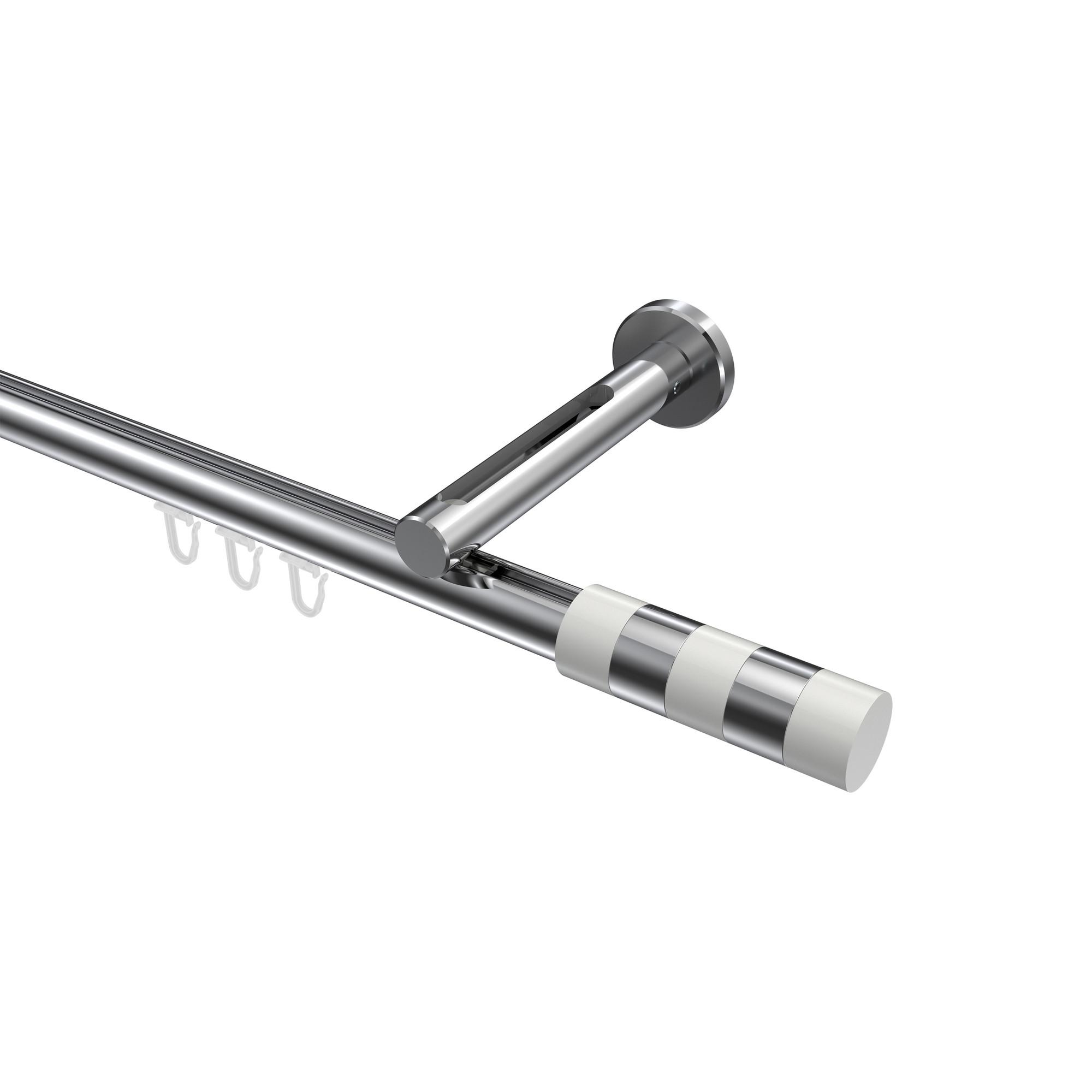 GARDINENSTANGE INNENLAUF Siteno Mavell 600 cm (geteilt in 3 x 200 cm), 1-läufig, 20 mm Ø Chrom - Chromfarben/Weiß, Metall (600cm) - INTERDECO