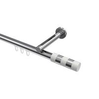 GARDINENSTANGE INNENLAUF Siteno Mavell 600 cm (geteilt in 3 x 200 cm), 1-läufig, 20 mm Ø Chrom - Chromfarben/Weiß, Metall (600cm) - INTERDECO