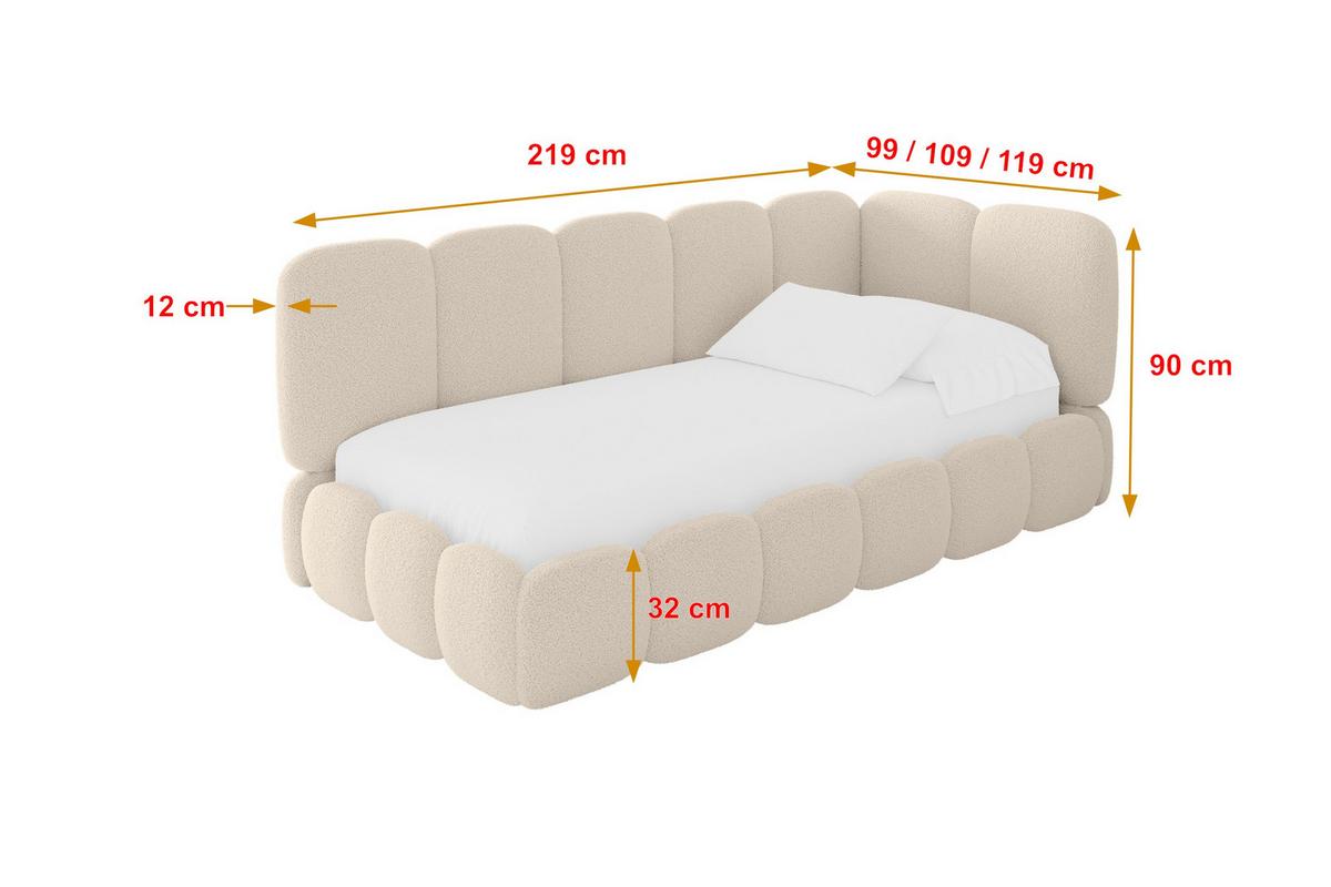 EINZELLBETT Jugendbett mit Bettkasten, Links - AVRY 80x200 Dunkelbeige - Cappuccino, Holzwerkstoff/Textil (80/200cm) - ALTDECOR