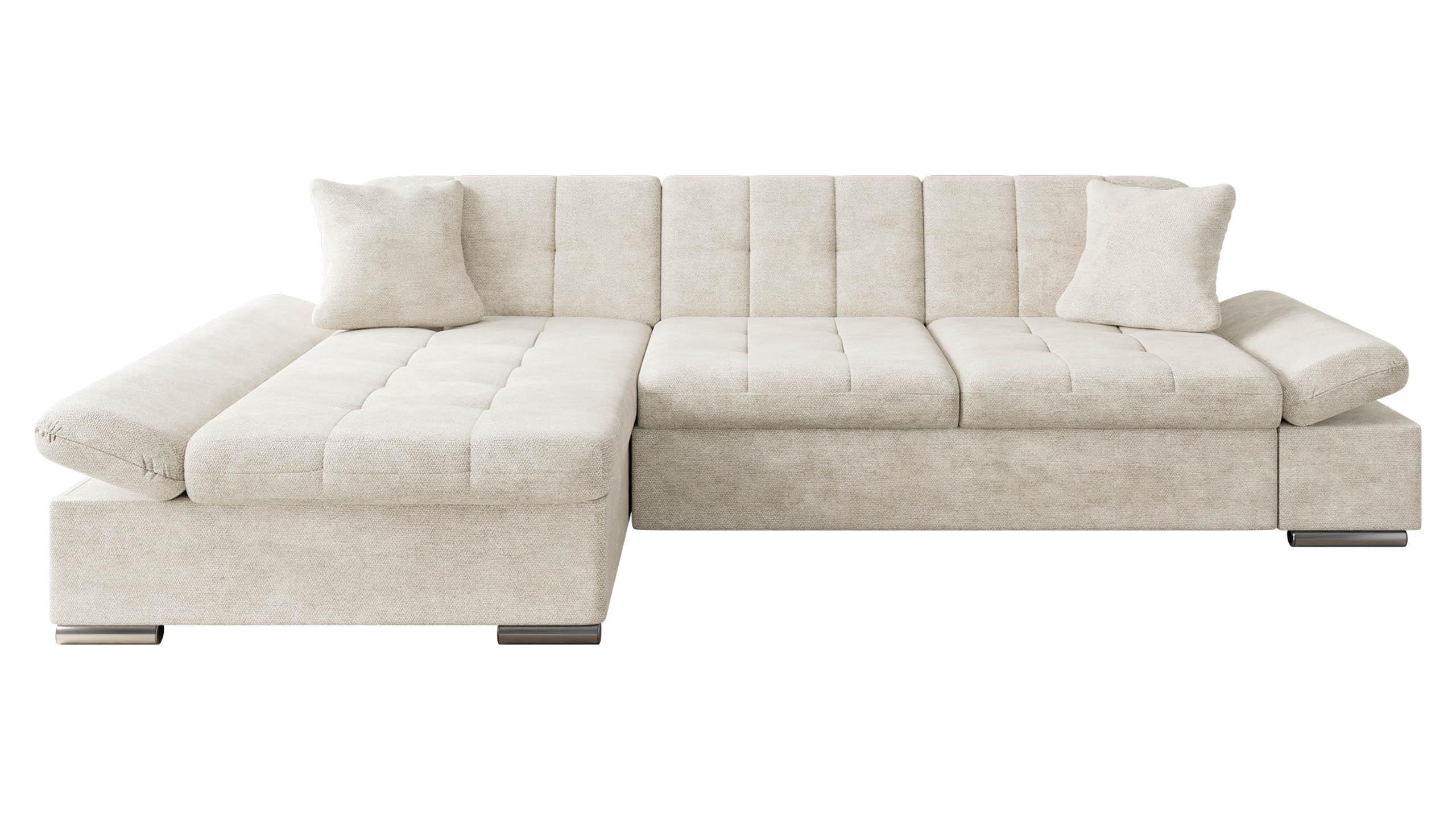 ECKSOFA Malwi, Seite: Links - Creme, Holz/Textil (278/161cm) - MIRJAN24