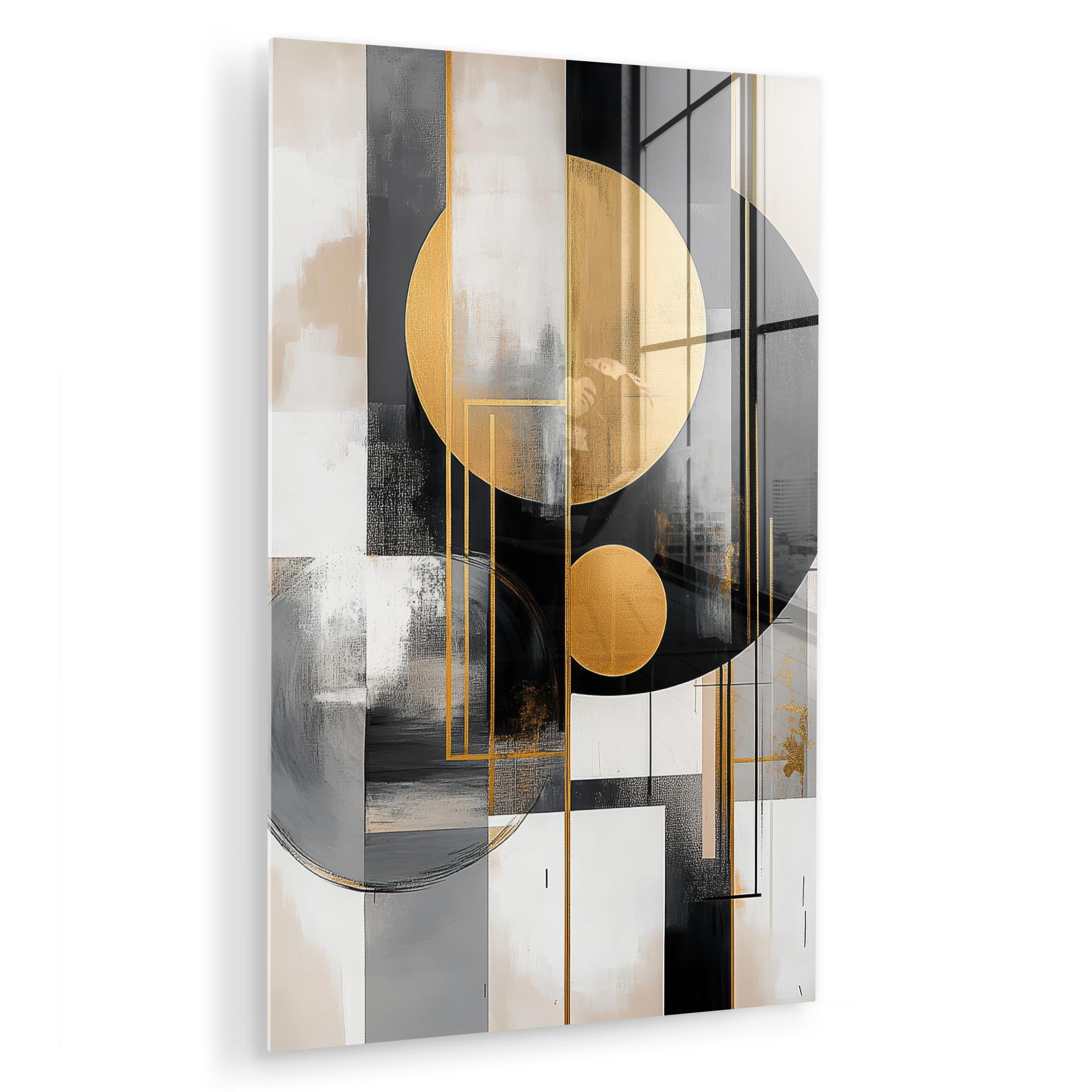 ACRYLGLASBILD Abstrakt - Gold - Silber - Formen - Ästhetisch - Modern 80x120 cm - Goldfarben, Glas (80/120cm) - MuchoWow