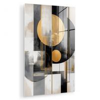 ACRYLGLASBILD Abstrakt - Gold - Silber - Formen - Ästhetisch - Modern 80x120 cm - Goldfarben, Glas (80/120cm) - MuchoWow