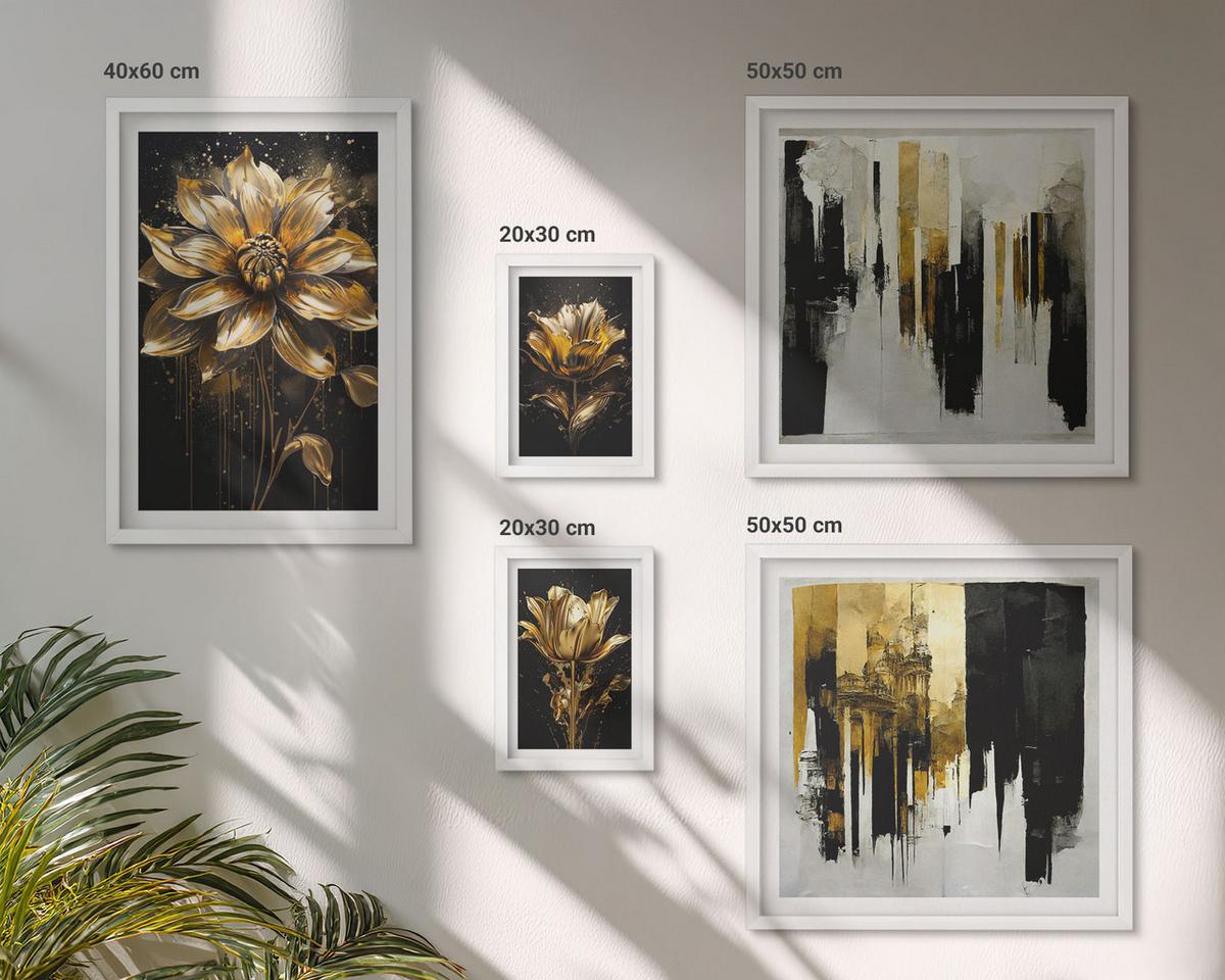 BILDER SET 5er Set - 50x50 cm & 20x30 cm & 40x60 cm Weißer Rahmen - Blumenbrücke – Lebensinspiration - Weiß, Kunststoff (40/60cm) - TULUP