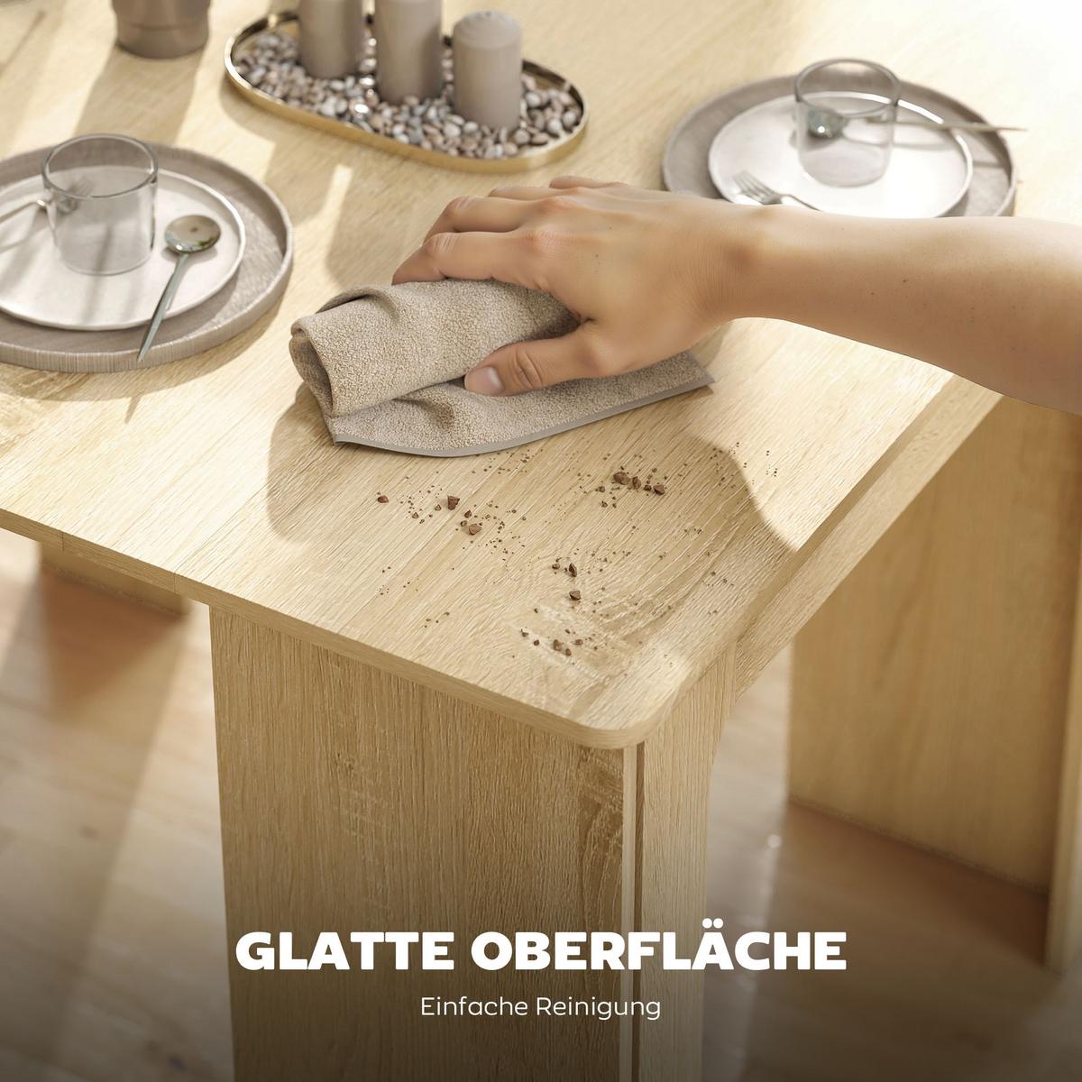 ESSTISCH Ausziehbar Küchentisch Esszimmertisch für bis 6 Personen 60-180x85 cm - Naturfarben/Weiß, Holzwerkstoff (180/85/75cm) - HOMCOM