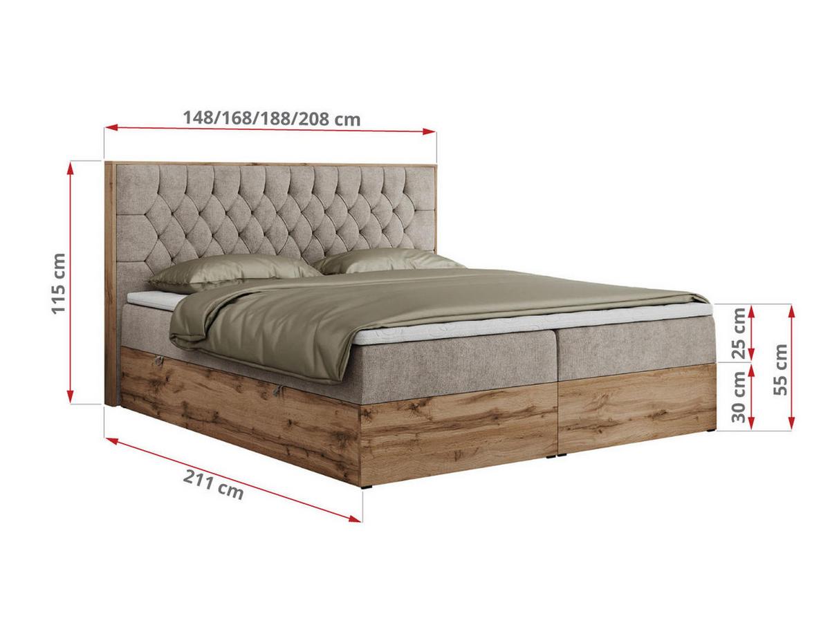 BOXBETT AMORE 140/200 Beige Struktur - H4 - Beige, Holz/Textil (140/200cm) - MKS