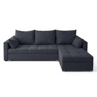 ECKSOFA Universelle L Form Elif Dunkelgrau 220/140/85 cm stilvolle mit Schlaffunktion - Dunkelgrau/Silberfarben, Kunststoff/Textil (220/140cm) - AX Living